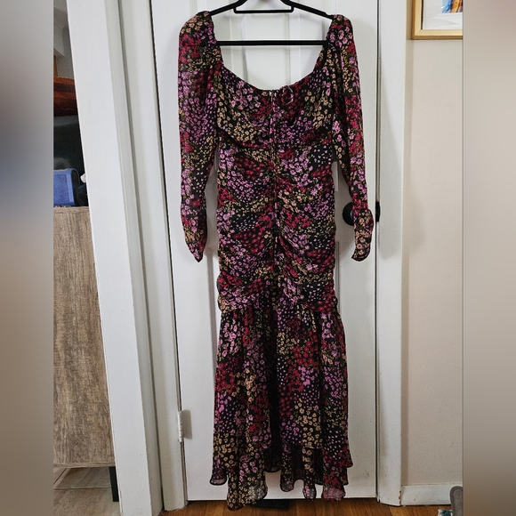 Astr Long Sleeve Floral Dress - Pink and Black - Picture 1 of 6